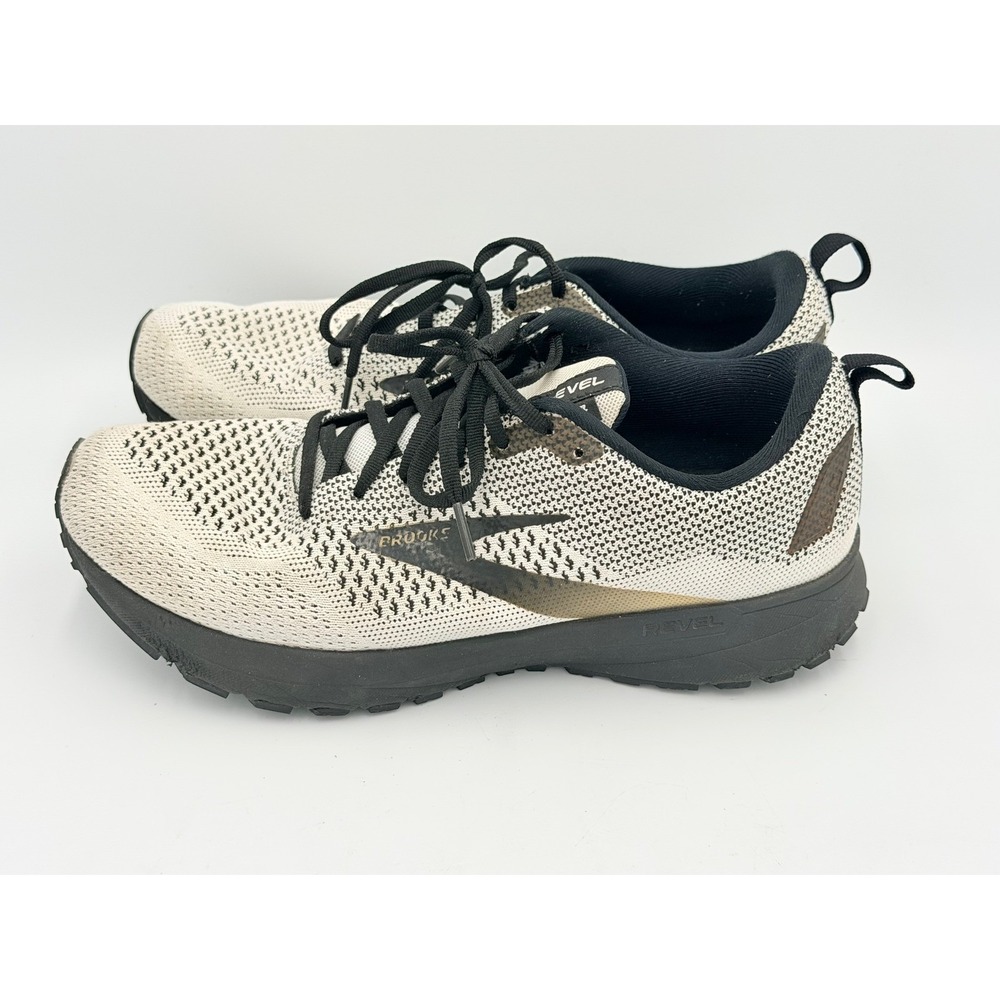 Brooks Revel 4 Womens Running Shoes Cream Black Neutral Energize Sneakers - Picture 5 of 9